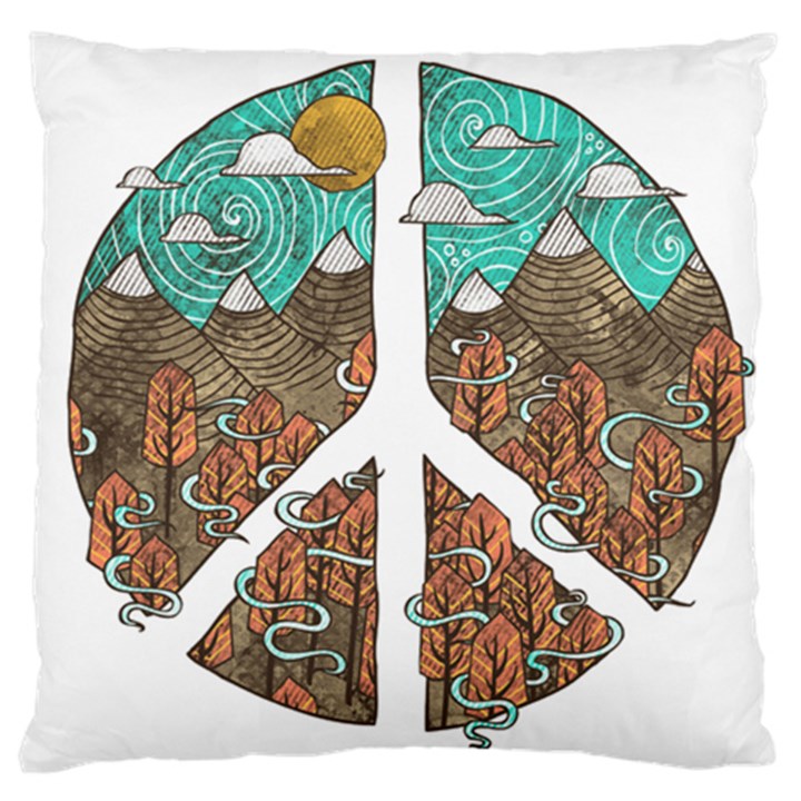 Psychedelic Art Painting Peace Drawing Landscape Art Peaceful Large Cushion Case (Two Sides)