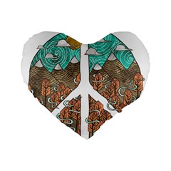 Psychedelic Art Painting Peace Drawing Landscape Art Peaceful Standard 16  Premium Heart Shape Cushions by Sarkoni