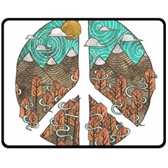 Psychedelic Art Painting Peace Drawing Landscape Art Peaceful Two Sides Fleece Blanket (medium) by Sarkoni