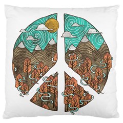 Psychedelic Art Painting Peace Drawing Landscape Art Peaceful Standard Premium Plush Fleece Cushion Case (one Side) by Sarkoni