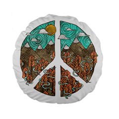 Psychedelic Art Painting Peace Drawing Landscape Art Peaceful Standard 15  Premium Flano Round Cushions by Sarkoni