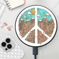 Psychedelic Art Painting Peace Drawing Landscape Art Peaceful Wireless Fast Charger(black) by Sarkoni