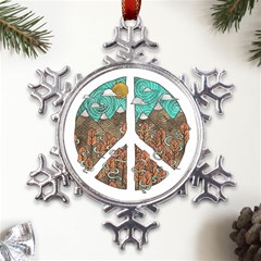 Psychedelic Art Painting Peace Drawing Landscape Art Peaceful Metal Large Snowflake Ornament by Sarkoni