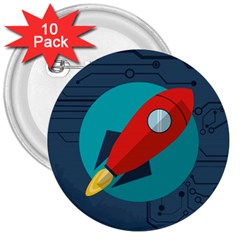 Rocket With Science Related Icons Image 3  Buttons (10 pack) 