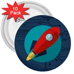 Rocket With Science Related Icons Image 3  Buttons (10 pack)  Front