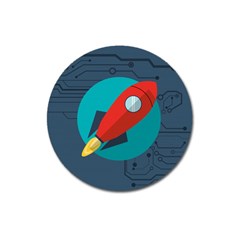 Rocket With Science Related Icons Image Magnet 3  (Round)