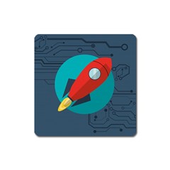 Rocket With Science Related Icons Image Square Magnet