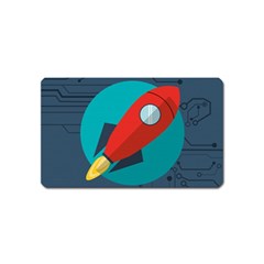 Rocket With Science Related Icons Image Magnet (Name Card)