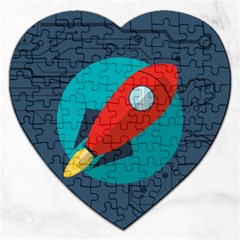 Rocket With Science Related Icons Image Jigsaw Puzzle (Heart)