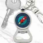 Rocket With Science Related Icons Image Bottle Opener Key Chain Front