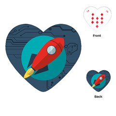 Rocket With Science Related Icons Image Playing Cards Single Design (Heart)