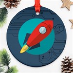 Rocket With Science Related Icons Image Round Ornament (Two Sides) Front