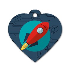 Rocket With Science Related Icons Image Dog Tag Heart (Two Sides)