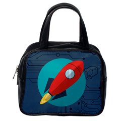 Rocket With Science Related Icons Image Classic Handbag (One Side)