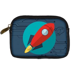 Rocket With Science Related Icons Image Digital Camera Leather Case by Bedest