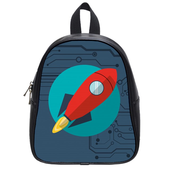 Rocket With Science Related Icons Image School Bag (Small)