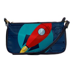 Rocket With Science Related Icons Image Shoulder Clutch Bag