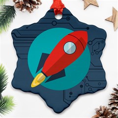 Rocket With Science Related Icons Image Ornament (Snowflake)