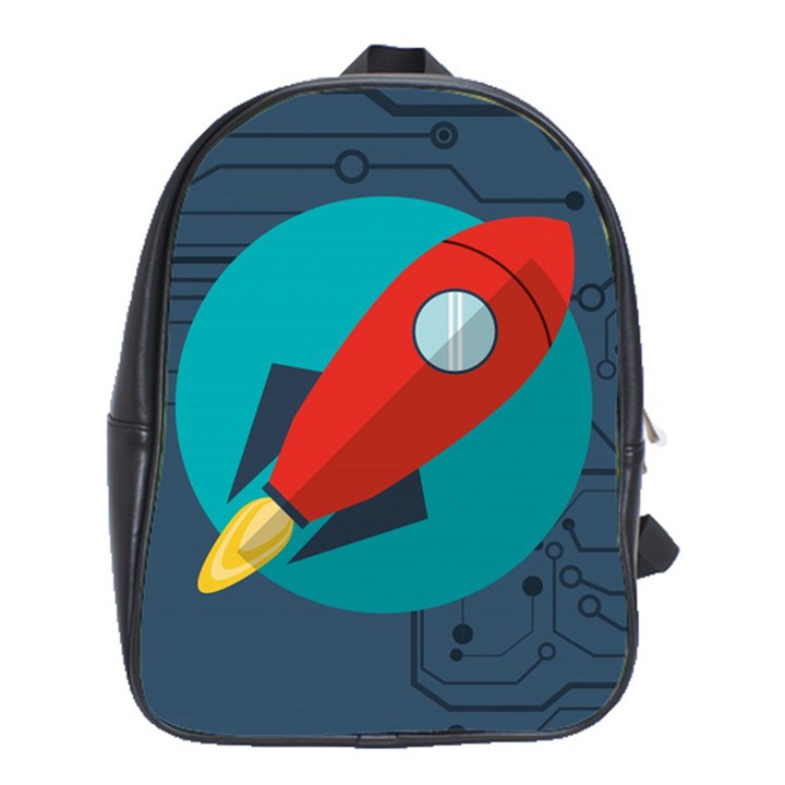 Rocket With Science Related Icons Image School Bag (XL)