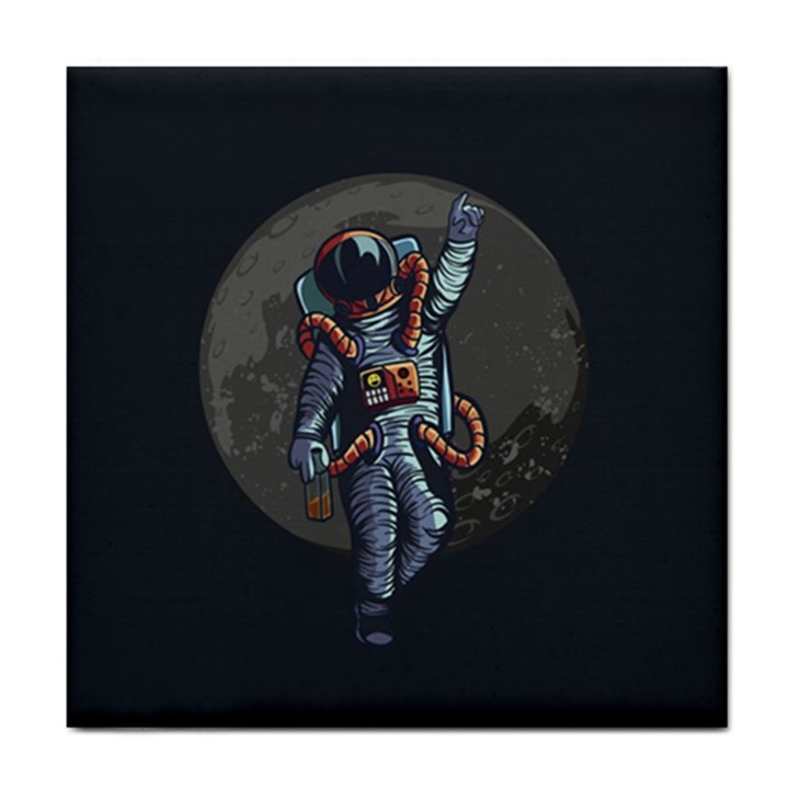 Illustration Drunk Astronaut Tile Coaster