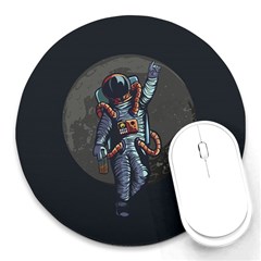 Illustration Drunk Astronaut Round Mousepad by Bedest