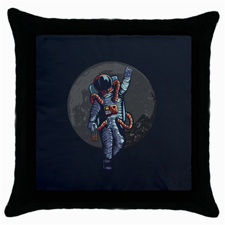 Illustration Drunk Astronaut Throw Pillow Case (Black)