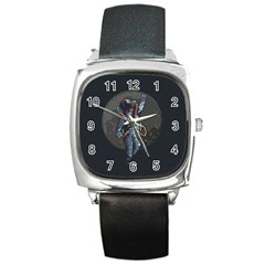 Illustration Drunk Astronaut Square Metal Watch by Bedest