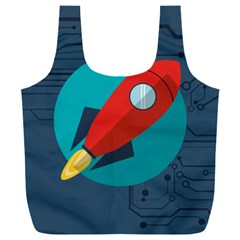 Rocket With Science Related Icons Image Full Print Recycle Bag (xxl)