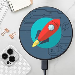 Rocket With Science Related Icons Image Wireless Fast Charger(black) by Bedest