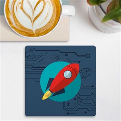 Rocket With Science Related Icons Image UV Print Square Tile Coaster 