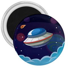 Ufo Alien Spaceship Galaxy 3  Magnets by Bedest