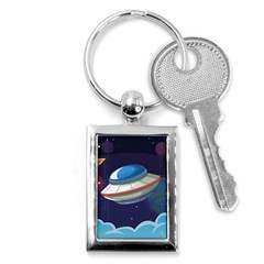 Ufo Alien Spaceship Galaxy Key Chain (rectangle) by Bedest