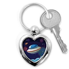 Ufo Alien Spaceship Galaxy Key Chain (heart) by Bedest