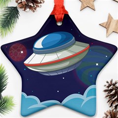 Ufo Alien Spaceship Galaxy Star Ornament (two Sides) by Bedest