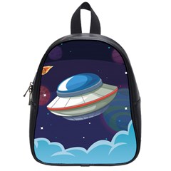 Ufo Alien Spaceship Galaxy School Bag (small) by Bedest