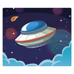 Ufo Alien Spaceship Galaxy Two Sides Premium Plush Fleece Blanket (small) by Bedest