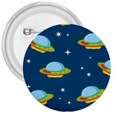 Seamless Pattern Ufo With Star Space Galaxy Background 3  Buttons by Bedest