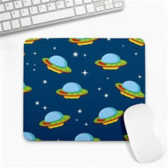 Seamless Pattern Ufo With Star Space Galaxy Background Large Mousepad by Bedest