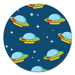 Seamless Pattern Ufo With Star Space Galaxy Background Magnet 5  (round) by Bedest