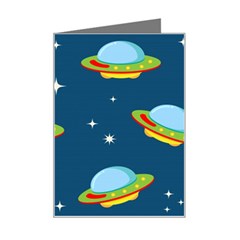 Seamless Pattern Ufo With Star Space Galaxy Background Mini Greeting Card by Bedest