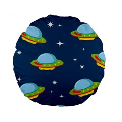 Seamless Pattern Ufo With Star Space Galaxy Background Standard 15  Premium Round Cushions by Bedest