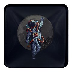 Illustration Drunk Astronaut Square Glass Fridge Magnet (4 Pack) by Bedest