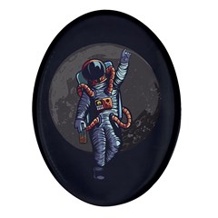 Illustration Drunk Astronaut Oval Glass Fridge Magnet (4 Pack) by Bedest