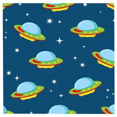 Seamless Pattern Ufo With Star Space Galaxy Background Wooden Puzzle Square by Bedest