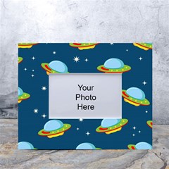 Seamless Pattern Ufo With Star Space Galaxy Background White Tabletop Photo Frame 4 x6  by Bedest