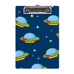 Seamless Pattern Ufo With Star Space Galaxy Background A5 Acrylic Clipboard by Bedest