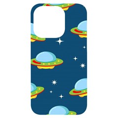 Seamless Pattern Ufo With Star Space Galaxy Background Iphone 14 Pro Black Uv Print Case