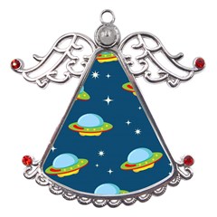 Seamless Pattern Ufo With Star Space Galaxy Background Metal Angel With Crystal Ornament by Bedest