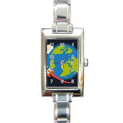 Spaceship Design Rectangle Italian Charm Watch by Bedest