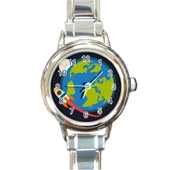 Spaceship Design Round Italian Charm Watch by Bedest